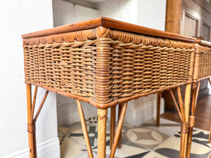 A Pair of Vintage Miniature Wicker Side Tables / Bedsides