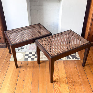 Pair Of Vintage Cane Stools