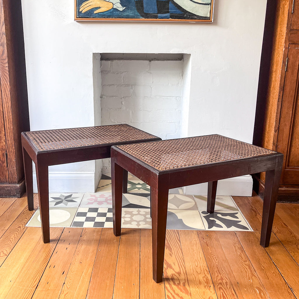 Pair Of Vintage Cane Stools