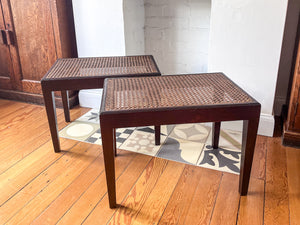 Pair Of Vintage Cane Stools