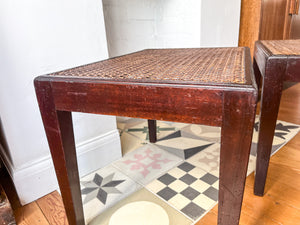 Pair Of Vintage Cane Stools