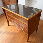 Load image into Gallery viewer, Italian Mid Century Chest Of Drawers With Brass Handles And Glass Top
