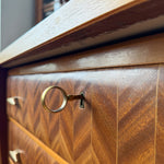 Load image into Gallery viewer, Italian Mid Century Chest Of Drawers With Brass Handles And Glass Top
