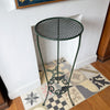 Continental Vintage Dark Green Perforated Metal Plant Stand