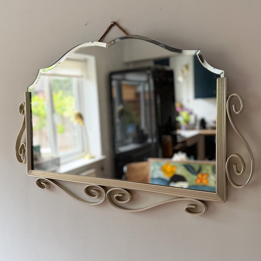 Mid-Century Belgian Chrome Bevelled Wall Mirror