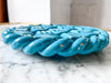 Vintage Turquoise Blue Glazed Ceramic Woven Trivet