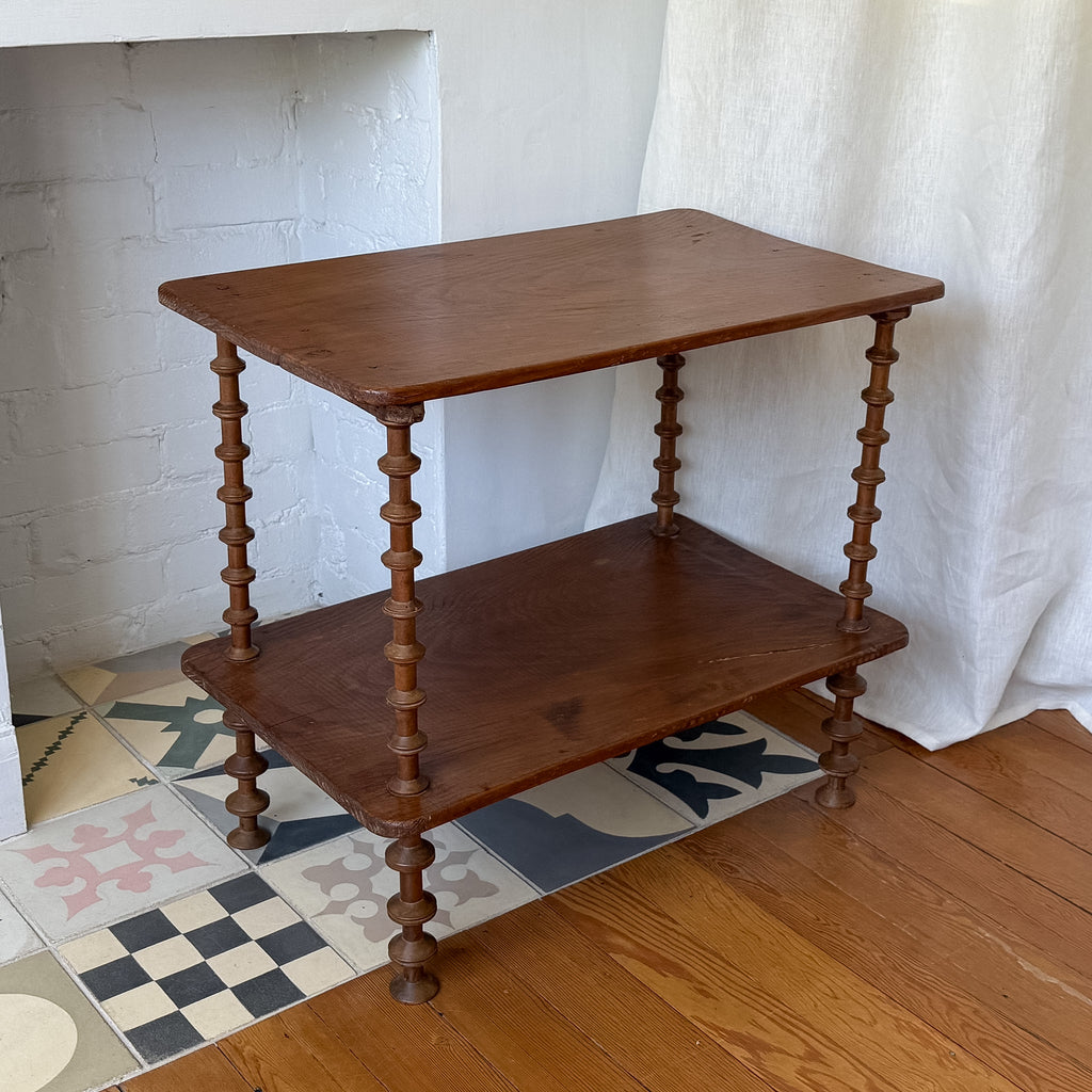 French Antique Side Table With Spindle Supports