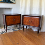 Load image into Gallery viewer, Pair Of Italian Mid Century Burl Walnut Bedside Cabinets Attributed To Paolo Buffa
