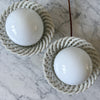 Pair of French Vintage Woven Ceramic Table Lamps