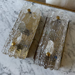 Load image into Gallery viewer, ON HOLD - Pair of mid-century Carl Fagerlund For Orrefors Glass And Brass Light Sconces (circa 1960s)
