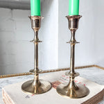 Load image into Gallery viewer, A Pair Of Vintage Brass Candlesticks
