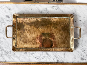 Antique Rectangular Hammered Brass Tray