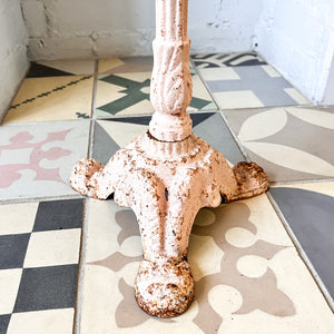 Small Antique Marble Bistro Side Table With Painted Iron Base