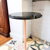 Small Antique Marble Bistro Side Table With Painted Iron Base