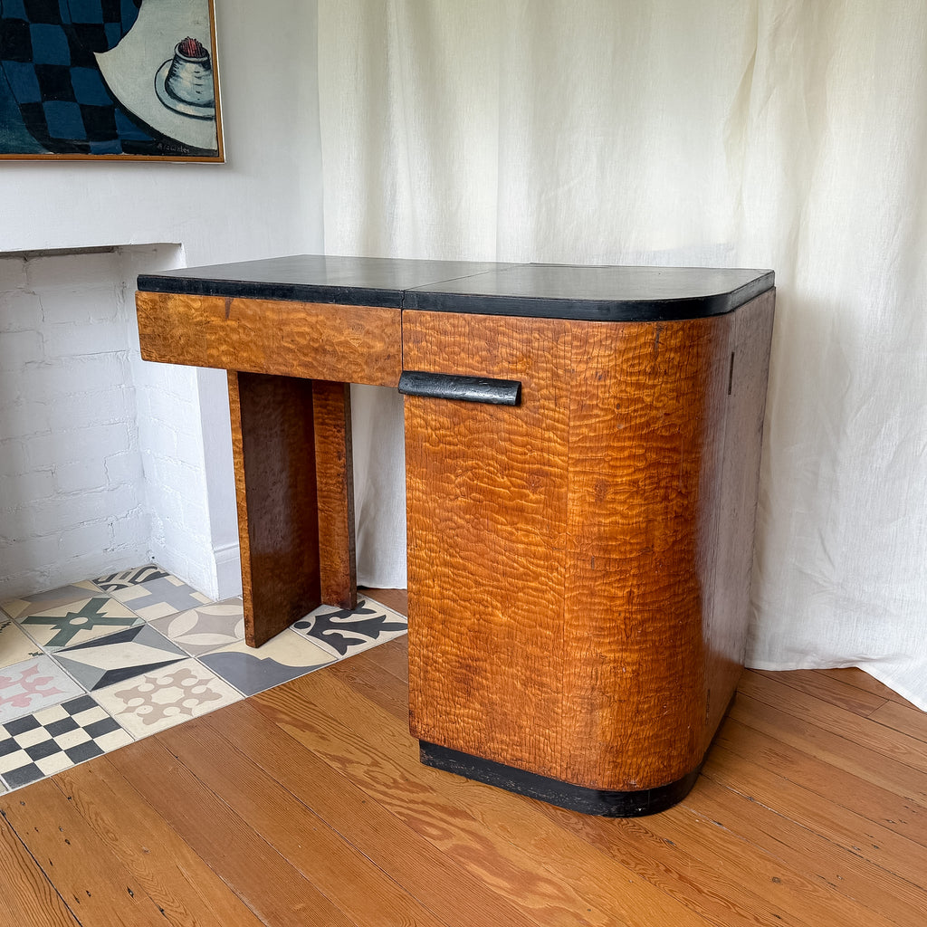 Art Deco Burl Walnut Desk / Dressing Table