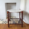 Vintage Bobbin Side Table With Marble Top