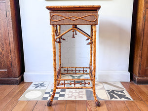 Antique Edwardian Tiger Bamboo Box Top Side Table