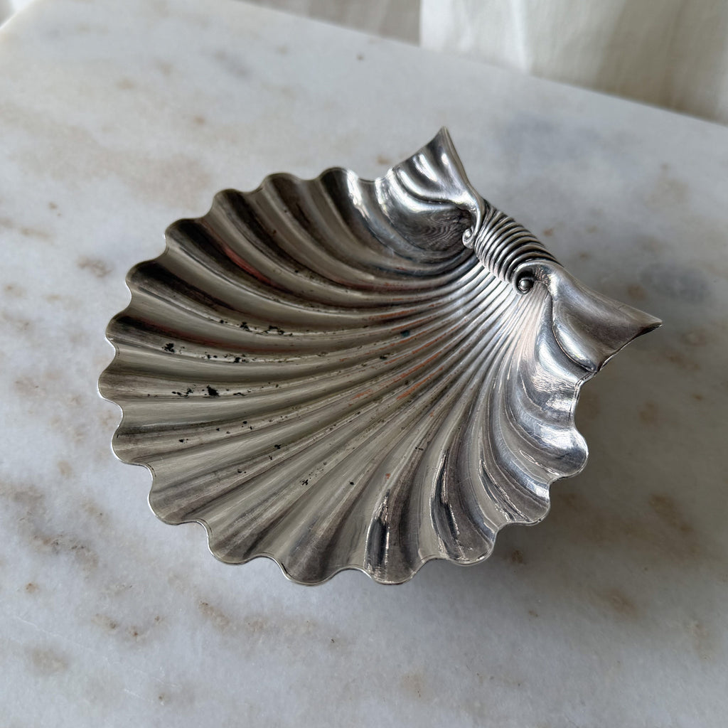 Silver Plated Vintage Clam Shell Trinket Dish