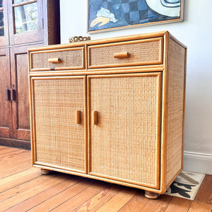Italian Mid Century Bamboo And Rattan Cabinet / Sideboard