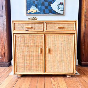 Italian Mid Century Bamboo And Rattan Cabinet / Sideboard