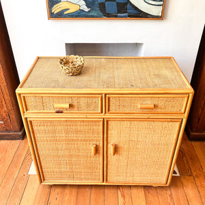 Italian Mid Century Bamboo And Rattan Cabinet / Sideboard