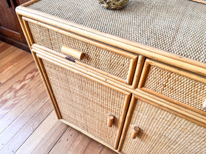 Italian Mid Century Bamboo And Rattan Cabinet / Sideboard