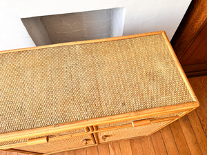 Italian Mid Century Bamboo And Rattan Cabinet / Sideboard