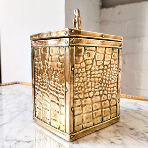 Antique Brass Crocodile Pattern Trinket Box