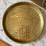Load image into Gallery viewer, Antique Brass Crocodile Skin Pattern Tray
