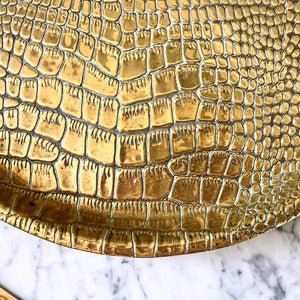 Antique Brass Crocodile Skin Pattern Tray