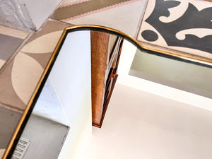 Mid-Century Italian Brass Shield Wall Mirror In The Style Of Gio Ponti
