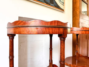 A Pair Of Vintage Two Tier Scalloped Etageres / Side Tables
