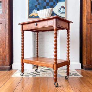 French Vintage Console / Hall Table With Bobbin Legs On Castors