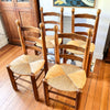 Set Of Four French Charles Dudouyt Style Dining Chairs With Rush Seats