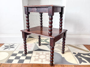 Nest Of Two Antique Miniature Bobbin Tables