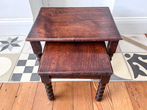 Nest Of Two Antique Miniature Bobbin Tables