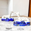 Pair of Antique Staffordshire Pottery Dalmatian Dog Ink Wells