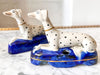 Pair of Antique Staffordshire Pottery Dalmatian Dog Ink Wells