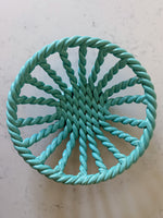 Load image into Gallery viewer, Vintage Light Blue Glazed Ceramic Woven Rope Bowl In The Style Of Vallauris
