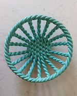 Load image into Gallery viewer, Vintage Light Blue Glazed Ceramic Woven Rope Bowl In The Style Of Vallauris
