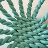 Vintage Light Blue Glazed Ceramic Woven Rope Bowl In The Style Of Vallauris
