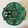 Vintage Green Glazed Ceramic Woven Bowl In The Style Of Vallauris