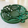Vintage Green Glazed Ceramic Woven Bowl In The Style Of Vallauris