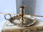 Load image into Gallery viewer, A Pair Of Vintage Brass Scalloped Chamber Sticks
