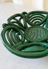 Vintage Green Glazed Ceramic Woven Bowl In The Style Of Vallauris