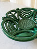 Vintage Green Glazed Ceramic Woven Bowl In The Style Of Vallauris