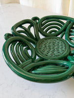 Load image into Gallery viewer, Vintage Green Glazed Ceramic Woven Bowl In The Style Of Vallauris
