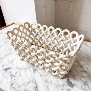 Vintage White Ceramic Lattice Planter