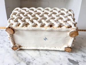 Vintage White Ceramic Lattice Planter