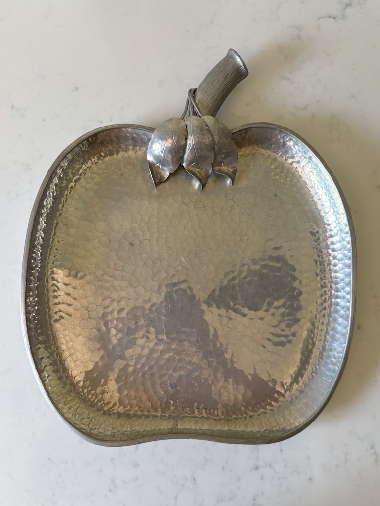 Italian Vintage Hammered Pewter Apple Tray